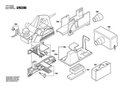 Section 2 Diagram and Parts List for GHO31-82FO 0601593664 Bosch Planer Jointer