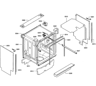 Cabinet Diagram and Parts List for SGE63E06UC 29 Bosch Dishwasher