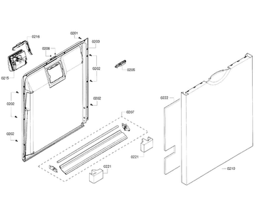 Door Assy Diagram and Parts List for SHE6AF02UC 05 Bosch Dishwasher