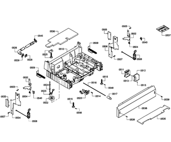 Base Assy Diagram and Parts List for SHE55P06UC 61 Bosch Dishwasher