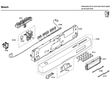 Control Panel Diagram and Parts List for SHE65P05UC 59 Bosch Dishwasher