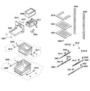 Shelfs Diagram and Parts List for T18ID80NLP 28 Thermador Freezer