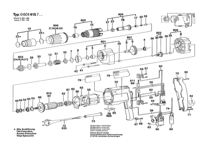 Section 1 Diagram and Parts List for GBS14157 0601415734 Bosch Screwdriver