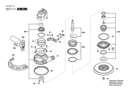 Page 2 Diagram and Parts List for GET75-6 3601B57110 Bosch Orbital or Palm Sander