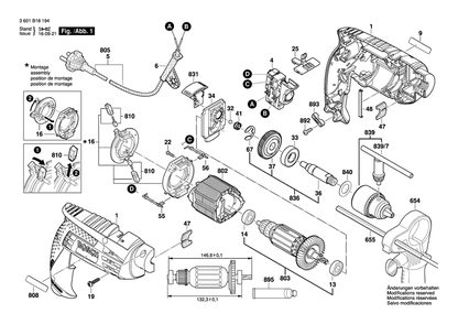 Diagram Diagram and Parts List for GBS16RE 3 601 B18 671 Bosch Impact Driver
