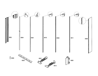 Profile Stripe Diagram and Parts List for T30IF70CSS-01  Thermador Freezer