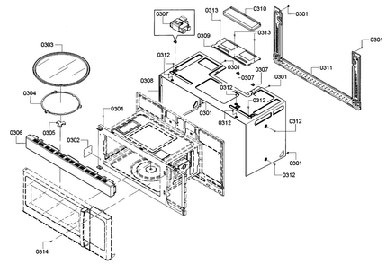 Mounting Diagram and Parts List for HMV3052U 01 Bosch Microwave
