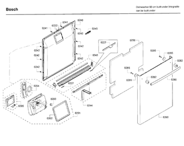Door Diagram and Parts List for SHX68T55UC 09 Bosch Dishwasher