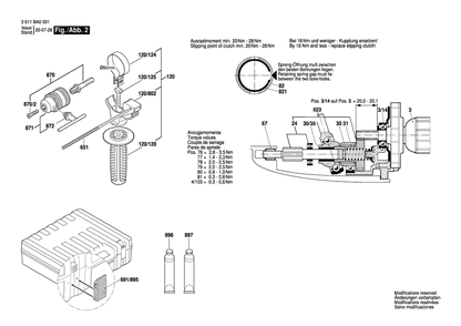 Diagram 2 Diagram and Parts List for 3611BA0001  Bosch Hammer Drill