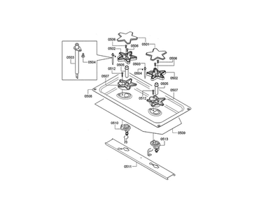 Jet Holders Diagram and Parts List for PRD48JDSGU 08 Thermador Range