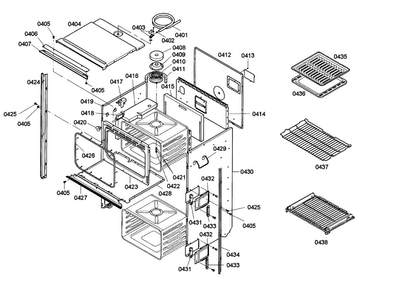 Upper Body Diagram and Parts List for HBL755AUC 02 Bosch Wall Oven