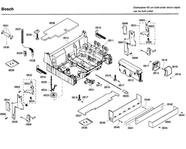 Base Diagram and Parts List for SHE99C05UC 48 Bosch Dishwasher