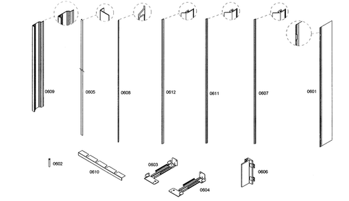 Molding Diagram and Parts List for B24IR70NSP 07 Bosch Freezer