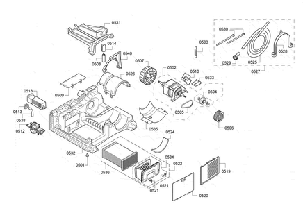 Motor Assy Diagram and Parts List for WTB86202UC 01 Bosch Dryer