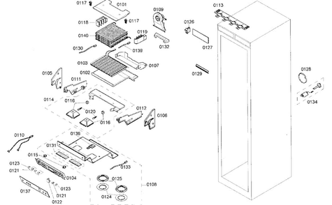 Cabinet Assy Diagram and Parts List for B18ID80NRP 01 Bosch Freezer