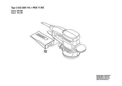 Section 2 Diagram and Parts List for PEX11AE 0603309745 Bosch Orbital or Palm Sander