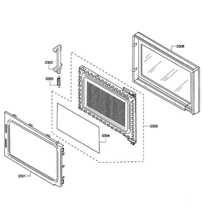 Microwave Door Diagram and Parts List for HBL5750UC 01 Bosch Microwave