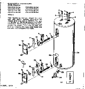 Replacement Parts Diagram and Parts List for 153313113  Kenmore Water Heater
