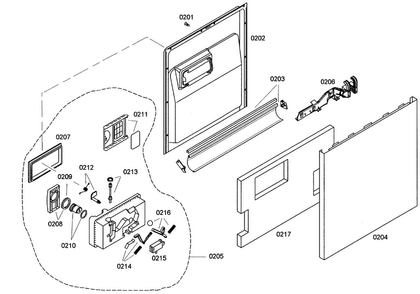 Door Assy Diagram and Parts List for SHE42L15UC 22 Bosch Dishwasher