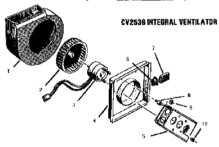 Integral Ventilator Diagram and Parts List for CCV36  Thermador Cooktop