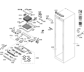 Cabinet Parts Diagram and Parts List for T24ID80NRP 41 Thermador Freezer