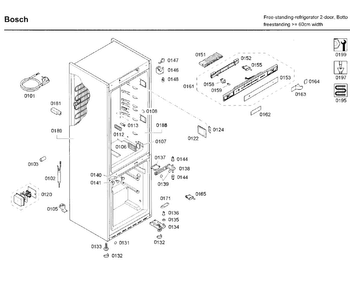 Cabinet Diagram and Parts List for B10CB80NVS 03 Bosch Refrigerator