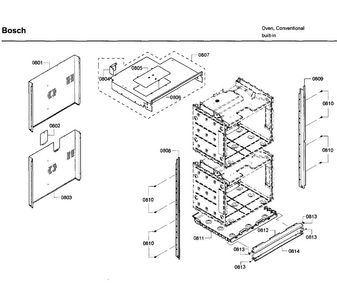Frame Asy Diagram and Parts List for HBL5650UC 08 Bosch Wall Oven