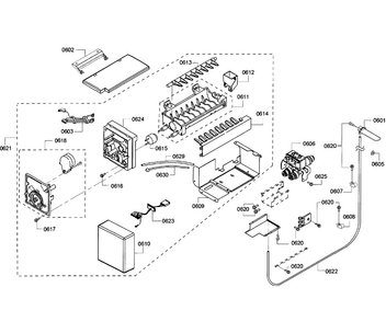 Ice Maker Diagram and Parts List for KBUDT4255E 05 Thermador Refrigerator