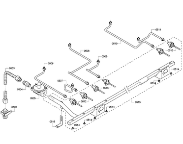 Manifold Diagram and Parts List for PRD486GDHC 10 Thermador Range