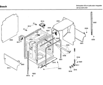 Frame Diagram and Parts List for SHX46A05UC 43 Bosch Dishwasher