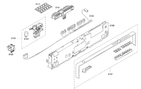 Front Panel Diagram and Parts List for SHX65P05UC 53 Bosch Dishwasher