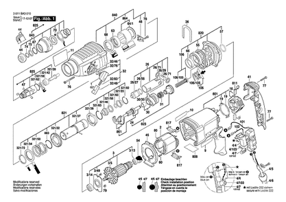 Bosch Gbh2-26d/Df (3611ba3010) 1 Diagram and Parts List for DF 3611BA3010 Bosch Hammer Drill