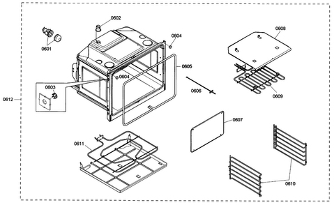 Lower Oven Diagram and Parts List for HBN3520UC 01 Bosch Wall Oven