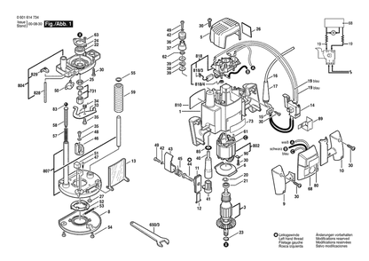 Section 1 Diagram and Parts List for GOF900ACE 0601614734 Bosch Router
