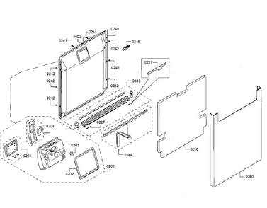 Door Asy Diagram and Parts List for SHE65T56UC 09 Bosch Dishwasher