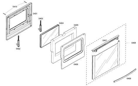 Door Assy Diagram and Parts List for HEI7132U 01 Bosch Range