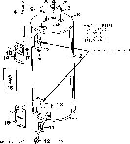Non-functional Replacement Parts Diagram and Parts List for 153322610  Kenmore Water Heater