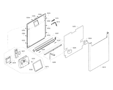 Door Diagram and Parts List for SHE53T56UC 02 Bosch Dishwasher