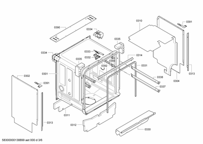 Diagram 3 Diagram and Parts List for SHE68E05UC-25  Bosch Dishwasher