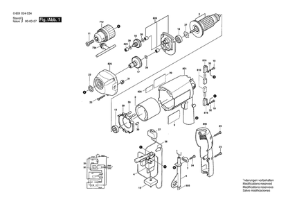 Section 1 Diagram and Parts List for 0601024034  Bosch Drill