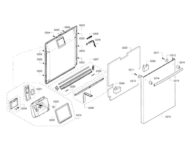 Door Diagram and Parts List for SHX53T55UC 02 Bosch Dishwasher