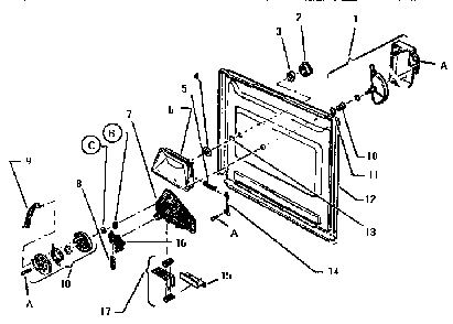 Door Diagram and Parts List for WCTD5500  Thermador Dishwasher