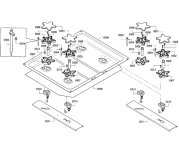 Top Assy Diagram and Parts List for PRD304GHC 01 Thermador Range