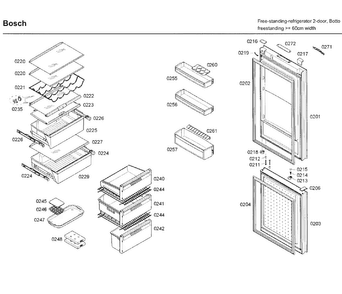 Door/drawer Asy Diagram and Parts List for B10CB80NVS 05 Bosch Refrigerator