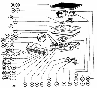 Electric Burner Box Diagram and Parts List for REF30Q  Thermador Range