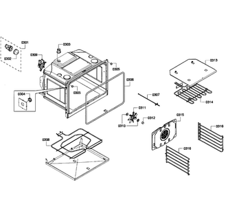 Oven Assy Diagram and Parts List for HBL3460UC 07 Bosch Wall Oven