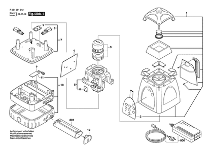 Section 1 Diagram and Parts List for 57-LM1000X F034061212 Bosch Laser Level