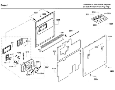 Door Diagram and Parts List for SHV68P03UC 63 Bosch Dishwasher