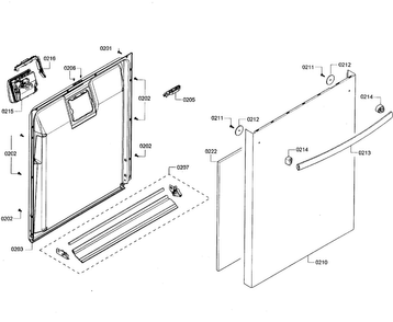 Door Assy Diagram and Parts List for SHX3AR52UC 06 Bosch Dishwasher