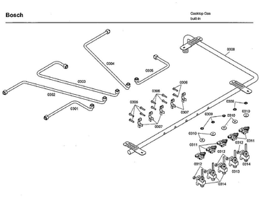 Tube Asy Diagram and Parts List for NGM8654UC 02 Bosch Cooktop